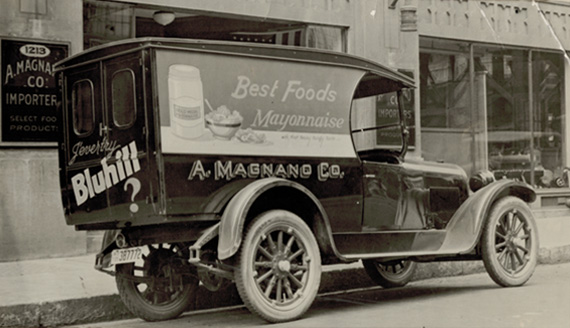 Vintage truck featuring Best Foods Mayonnaise ad